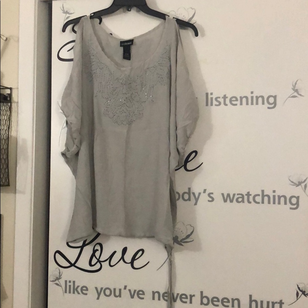 Pale gray beaded blouse